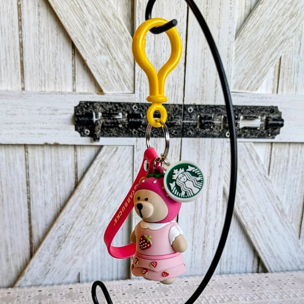 NWOT Starbucks Strawberry 🍓 Bearista Bear Keychain Bag Charm Asia Release - Picture 3 of 4